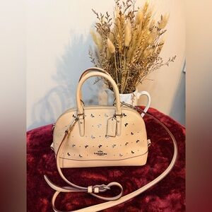 Coach Soft Beige/Pink Hue Satchel With Delicate Butterfly Charm